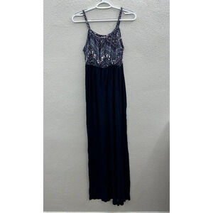 Womens Pink Rose Maternity Dress Size Small Sleeveless Blue Maxi